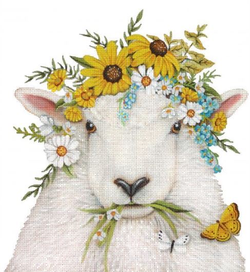 click here to view larger image of Floral Crowned Sheep (hand painted canvases)