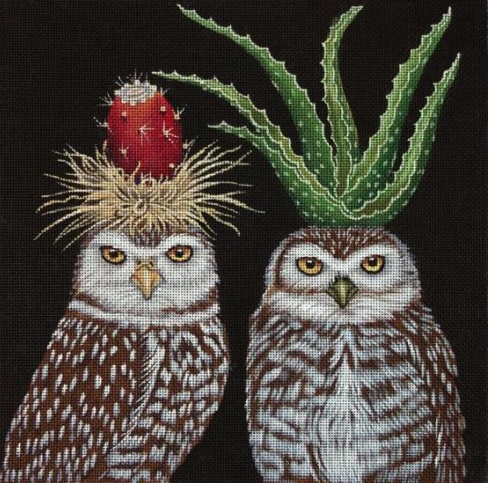 click here to view larger image of Aloe and Prickly Pear Owl (hand painted canvases)