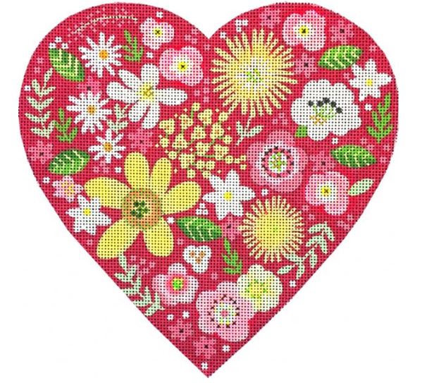 click here to view larger image of Floral Heart (hand painted canvases)