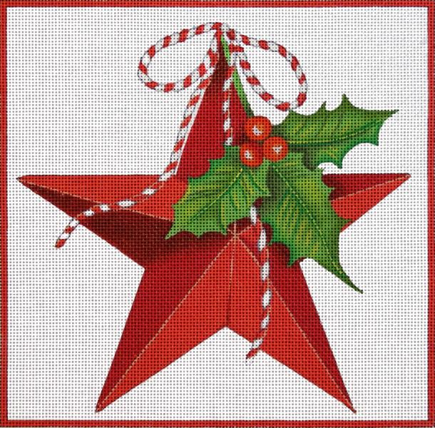 click here to view larger image of Holly Star (hand painted canvases)