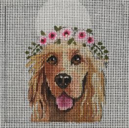 click here to view larger image of Golden Retriever w/Floral Crown (hand painted canvases)