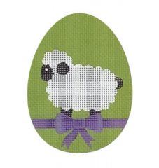 click here to view larger image of Lamb w/Purple Bow Flat Egg (printed canvas)