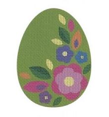 click here to view larger image of Green Floral Flat Egg  (printed canvas)