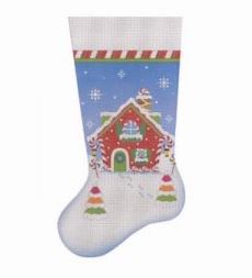 click here to view larger image of Holiday House Stocking (printed canvas)