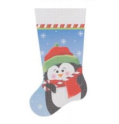 click here to view larger image of Candy Cane Penguin Stocking (printed canvas)