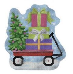click here to view larger image of Little Red Wagon - Christmas (printed canvas)