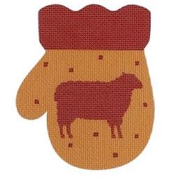 click here to view larger image of French Country Sheep Mitten - Red/Golden (printed canvas)