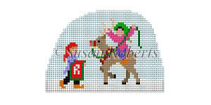 click here to view larger image of Santa Village - Elves Riding Dixon (hand painted canvases)