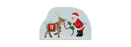 click here to view larger image of Santa Village - Santa Feeding Rudolph (hand painted canvases)