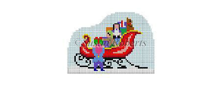 click here to view larger image of Santa Village - Elves Filling Sleigh (hand painted canvases)