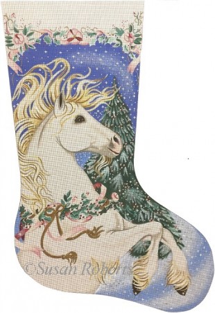 click here to view larger image of Magic Christmas Stallion Stocking (hand painted canvases)