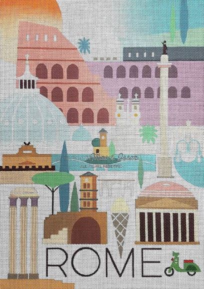 click here to view larger image of World Travel Poster - Rome (hand painted canvases)