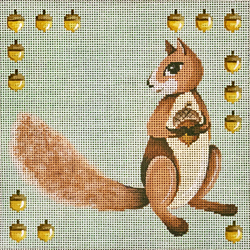 click here to view larger image of Squirrel w/Nut Border (hand painted canvases)