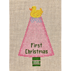click here to view larger image of Rubber Ducky First Christmas - Pink (hand painted canvases)