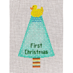 click here to view larger image of Rubber Ducky First Christmas - Aqua (hand painted canvases)