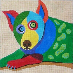 click here to view larger image of Dog - Lying Down on Tan - 8x8 (hand painted canvases)