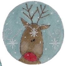click here to view larger image of Rudolph w/Christmas Lights (hand painted canvases)