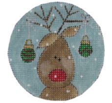 click here to view larger image of Rudolph w/Ornaments (hand painted canvases)
