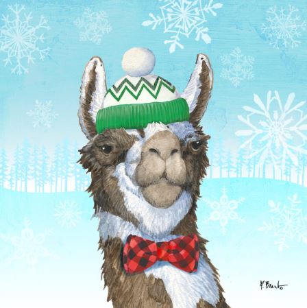 click here to view larger image of Fa La La Llama I - Green/White Hat (hand painted canvases)
