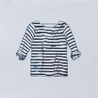 click here to view larger image of Navy/White Striped Shirt (hand painted canvases)