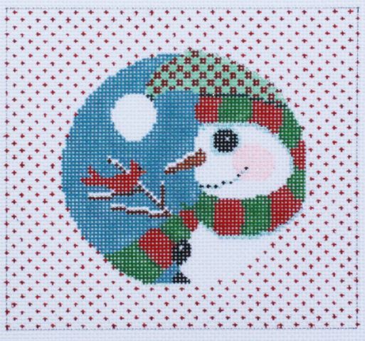 click here to view larger image of Christmas Snowman w/Dotted Border (hand painted canvases)