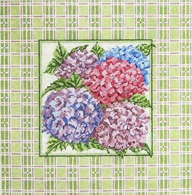 click here to view larger image of Hydrangeas w/Plaid Border (hand painted canvases)
