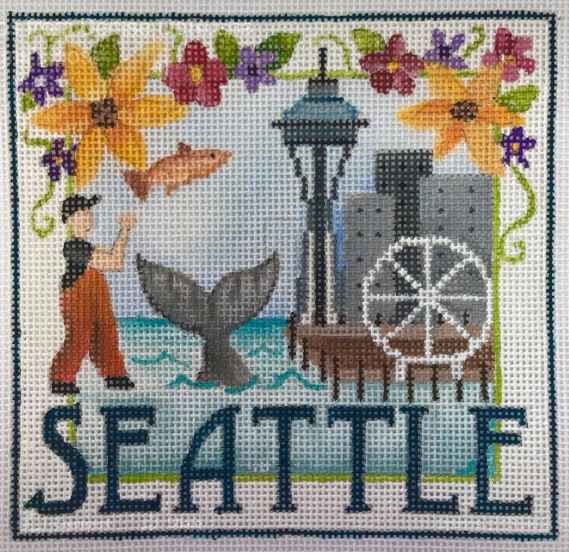 click here to view larger image of Postcard - Seattle (hand painted canvases)