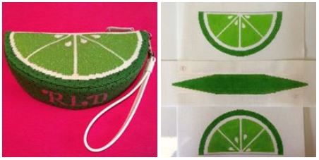 click here to view larger image of Purse - Large Lime Wedge (hand painted canvases)