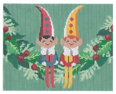 click here to view larger image of Elves on Garland   (hand painted canvases)
