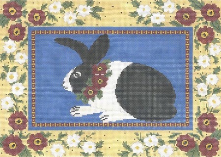 click here to view larger image of Floral Framed Bunny (hand painted canvases)