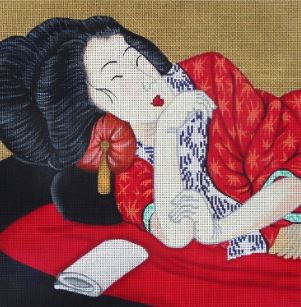 click here to view larger image of Geisha in Repose (hand painted canvases)
