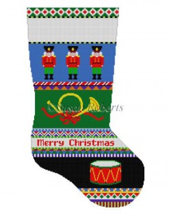 click here to view larger image of Bold Stripe Nutcracker Stocking (hand painted canvases)
