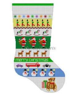 click here to view larger image of Santa Stripe Stocking (hand painted canvases)