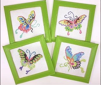 click here to view larger image of Chinese Butterflies Coaster Inserts (hand painted canvases 2)