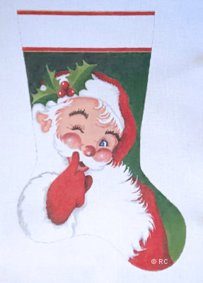 click here to view larger image of Santa Whispers Stocking (hand painted canvases)