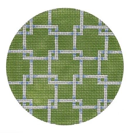 click here to view larger image of Square Lattice Round - Lime  (hand painted canvases)