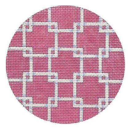 click here to view larger image of Square Lattice Round - Pink (hand painted canvases)