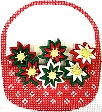 click here to view larger image of Poinsettia Basket (hand painted canvases)