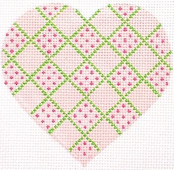 click here to view larger image of Heart - Dots/Diamonds (hand painted canvases)