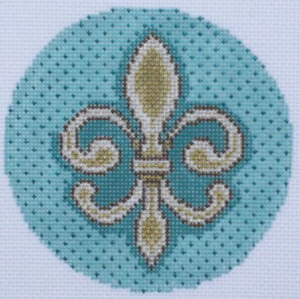 click here to view larger image of Fleur di Lis Round (hand painted canvases)