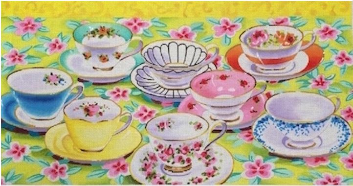 click here to view larger image of Teacups (hand painted canvases)
