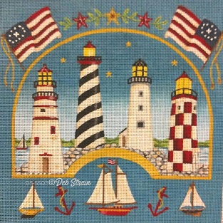 click here to view larger image of Four Lighthouses    (hand painted canvases)