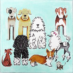 click here to view larger image of Doggies Square (hand painted canvases)