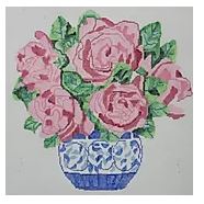 click here to view larger image of Pink Cabbage Rose Bouquet (hand painted canvases)