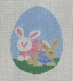 click here to view larger image of Mother Bunny and Baby/Blue Egg  (hand painted canvases)