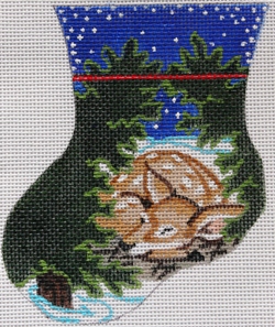 click here to view larger image of Sleeping Deer Mini Stocking (hand painted canvases)