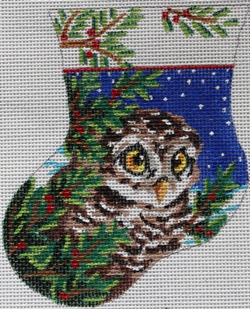 click here to view larger image of Owlet Mini Stocking (hand painted canvases)