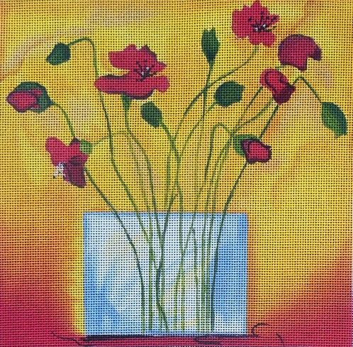 click here to view larger image of Poppies in Glass Vase (hand painted canvases)
