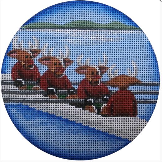 click here to view larger image of Rowing Team Reindeer (hand painted canvases)