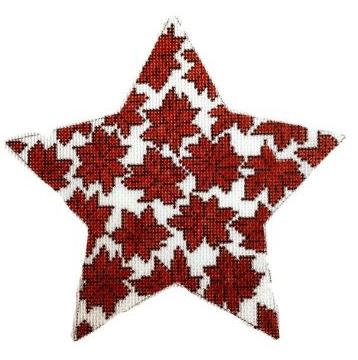click here to view larger image of Poinsettia Star - Red (hand painted canvases)
